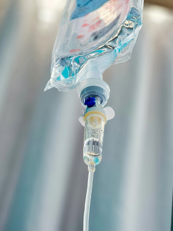 Close up of IV drip bag