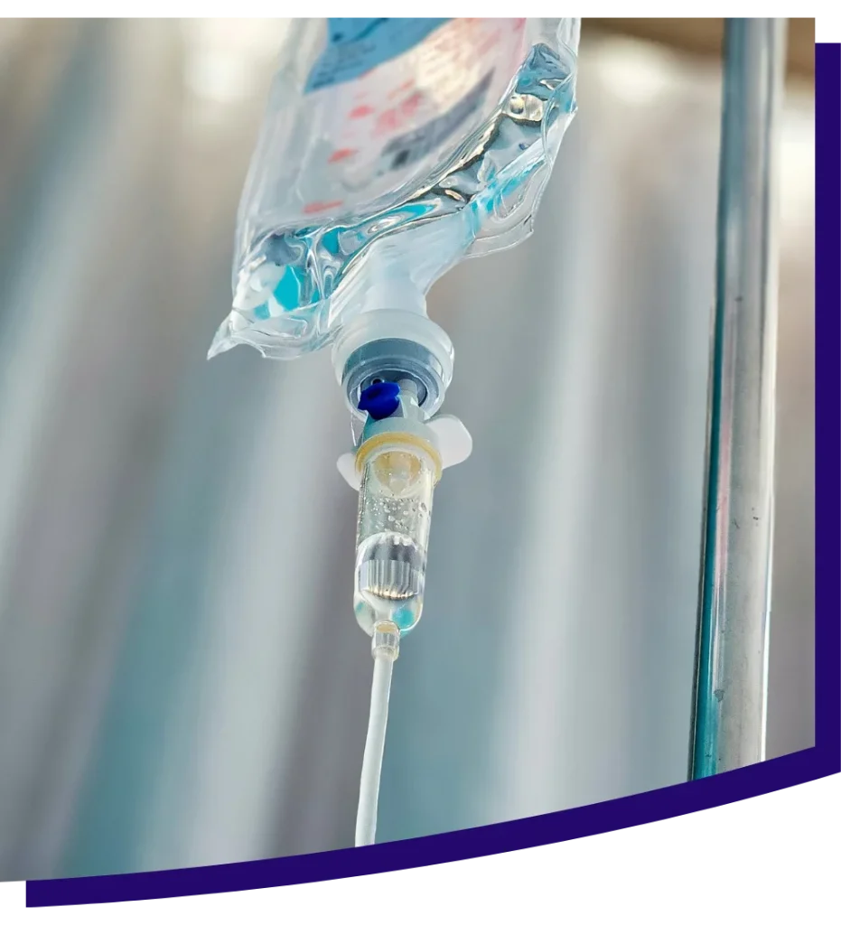 Close up of IV drip bag